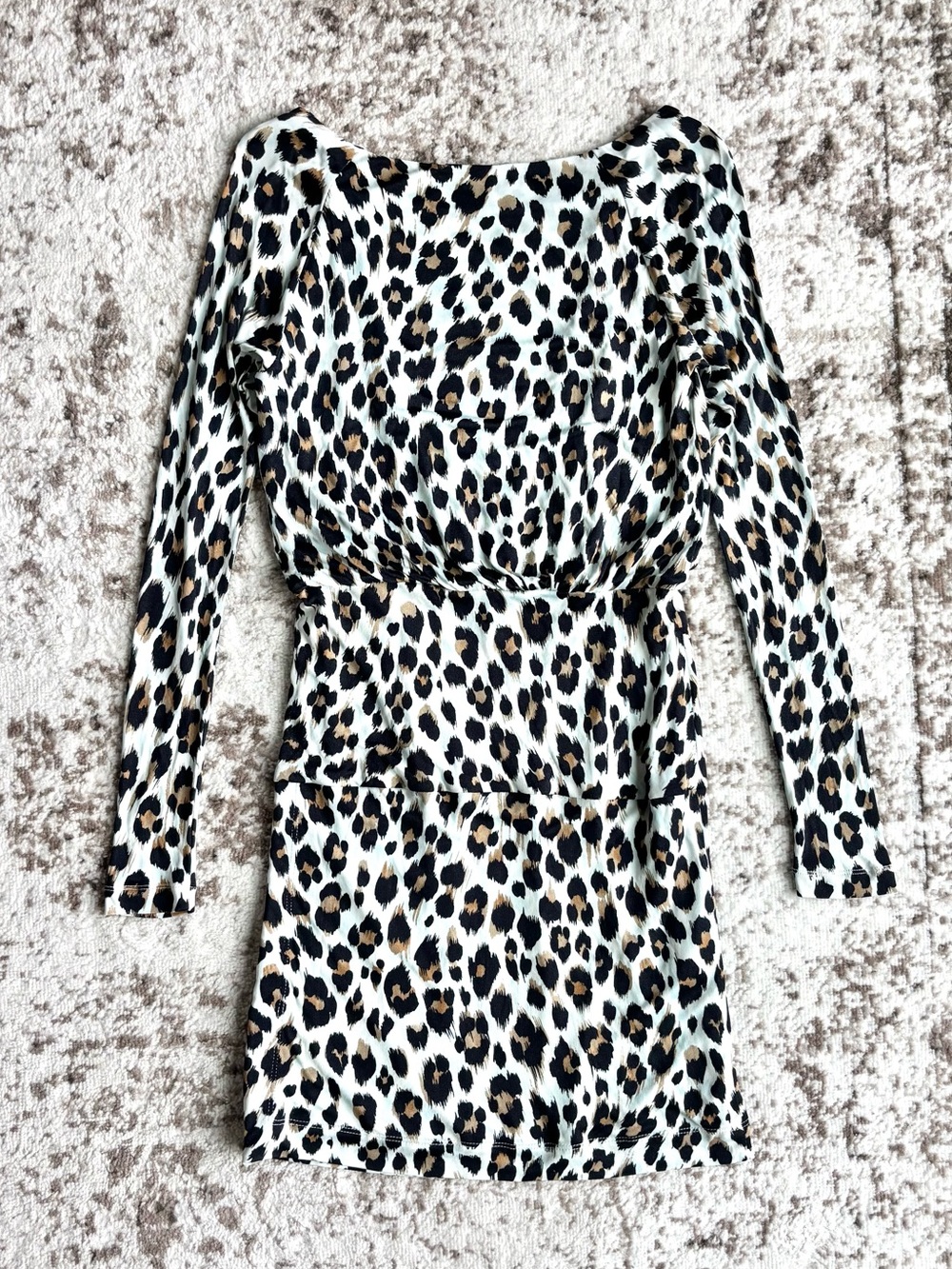 Love Moschino Leopard Print Jersey Long Sleeve Mini Dress
